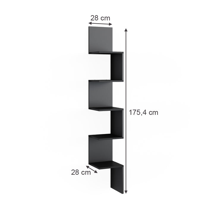 Vicco Libreria angolare da terra Nero 28 x 175.4 cm Set di 2