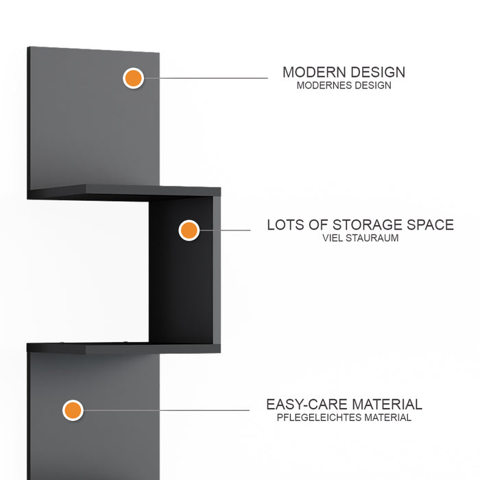 Vicco Libreria angolare da terra Nero 28 x 175.4 cm Set di 2