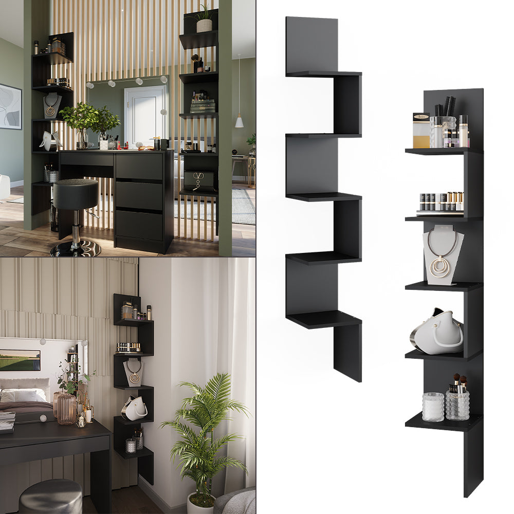 Vicco Libreria angolare da terra Nero 28 x 175.4 cm Set di 2