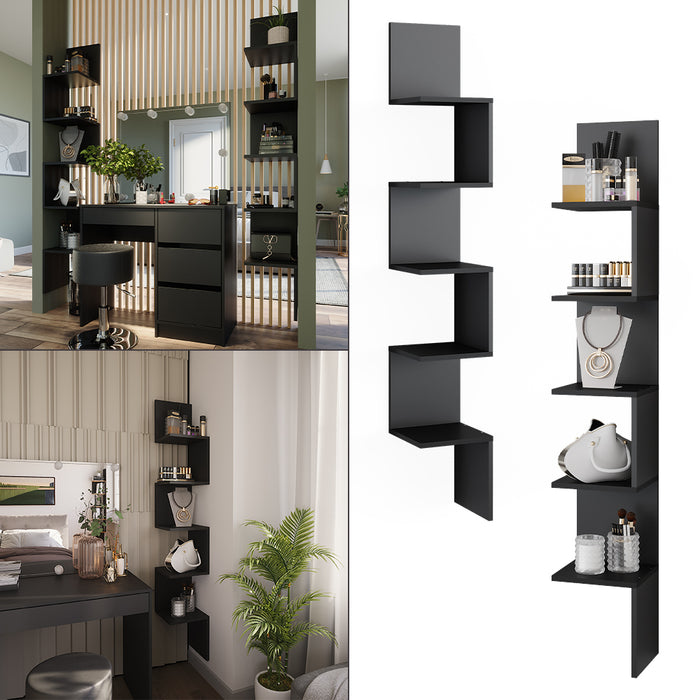 Vicco Libreria angolare da terra Nero 28 x 175.4 cm Set di 2