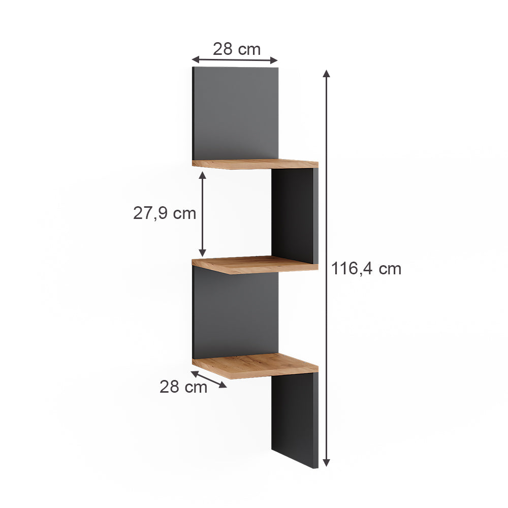 Vicco Libreria angolare da terra Antracite 28 x 116.4 cm Set di 2