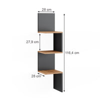 Vicco Libreria angolare da terra Antracite 28 x 116.4 cm Set di 2