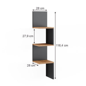 Vicco Libreria angolare da terra Antracite 28 x 116.4 cm Set di 2