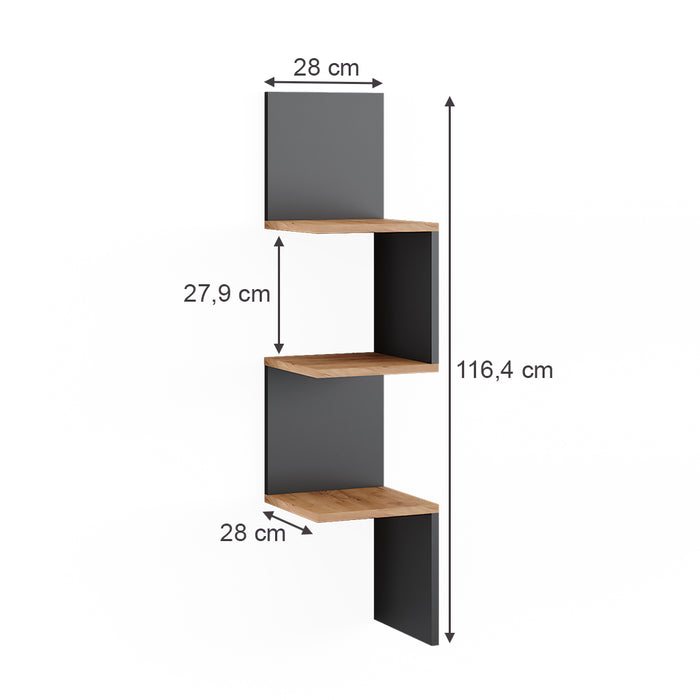 Vicco Libreria angolare da terra Antracite 28 x 116.4 cm Set di 2