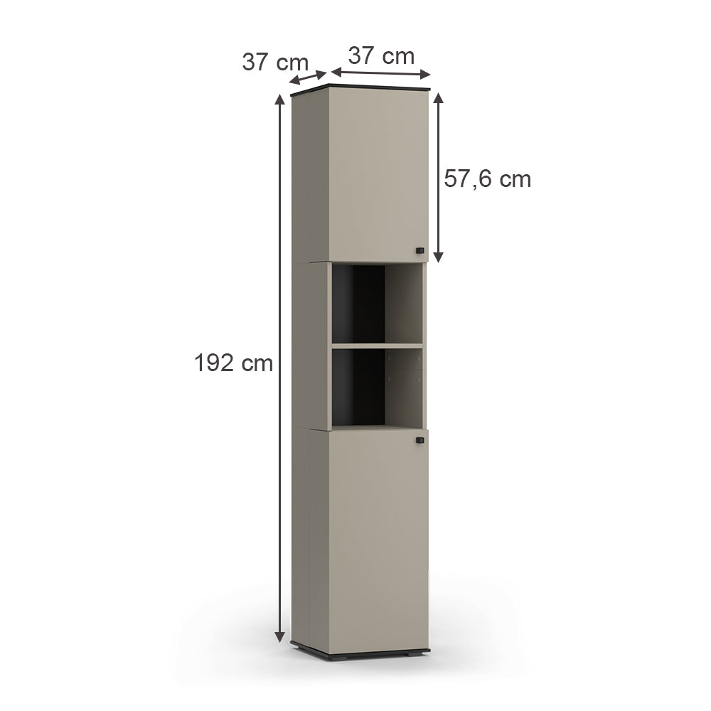 Vicco Armadio per il bagno Grigio 37 x 192 cm con 2 porte