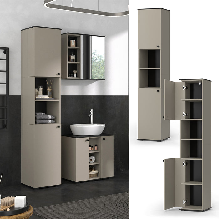 Vicco Armadio per il bagno Grigio 37 x 192 cm con 2 porte