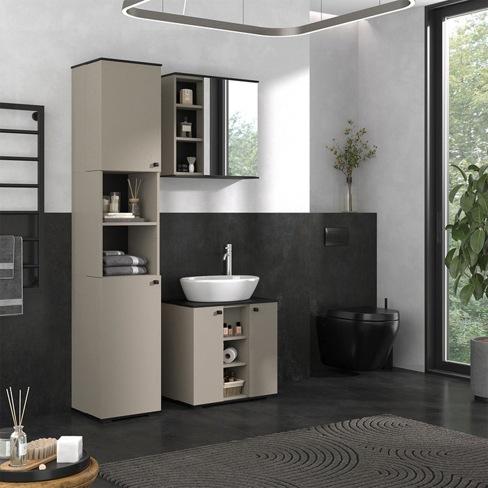 Vicco Armadio per il bagno Grigio 37 x 192 cm con 2 porte