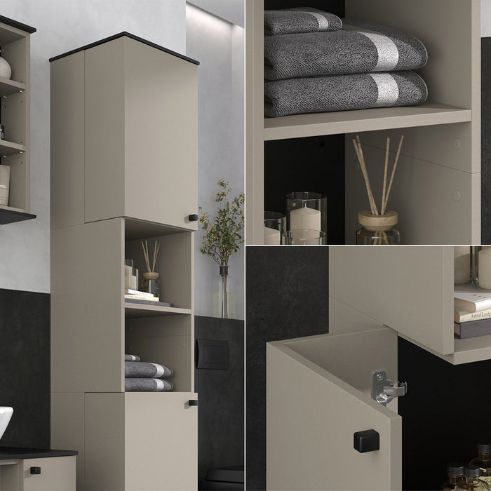 Vicco Armadio per il bagno Grigio 37 x 192 cm con 2 porte