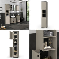 Vicco Armadio per il bagno Grigio 37 x 192 cm con 2 porte