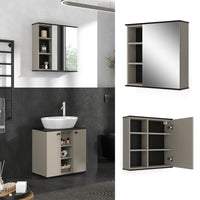 Vicco Specchio contenitore bagno Grigio 60 x 60 cm con specchio