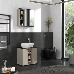 Vicco Specchio contenitore bagno Grigio 60 x 60 cm con specchio