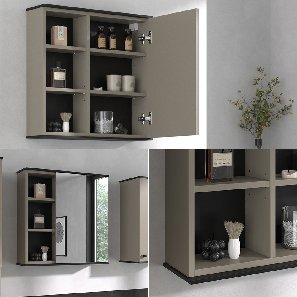 Vicco Specchio contenitore bagno Grigio 60 x 60 cm con specchio