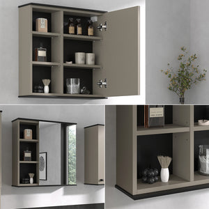 Vicco Specchio contenitore bagno Grigio 60 x 60 cm con specchio