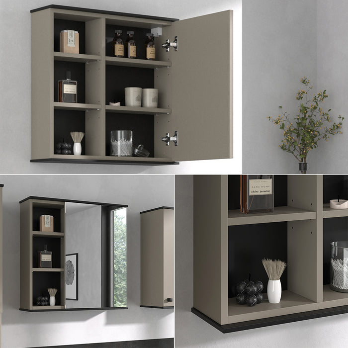 Vicco Specchio contenitore bagno Grigio 60 x 60 cm con specchio