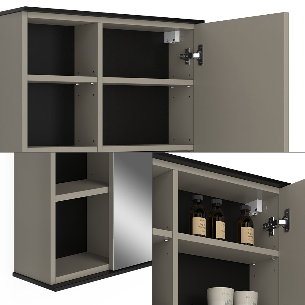 Vicco Specchio contenitore bagno Grigio 60 x 60 cm con specchio