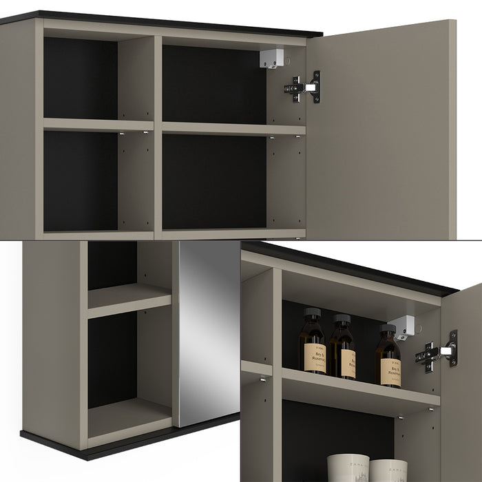 Vicco Specchio contenitore bagno Grigio 60 x 60 cm con specchio