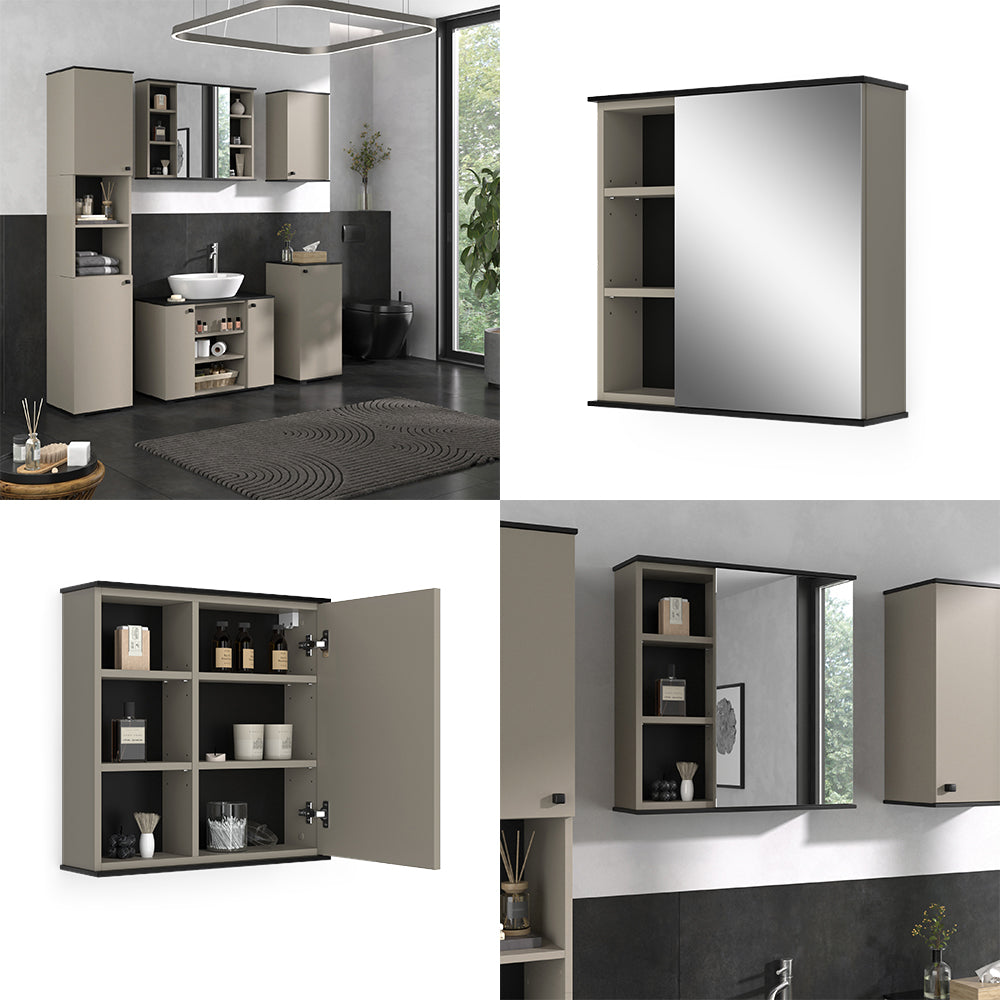 Vicco Specchio contenitore bagno Grigio 60 x 60 cm con specchio