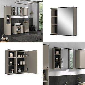 Vicco Specchio contenitore bagno Grigio 60 x 60 cm con specchio