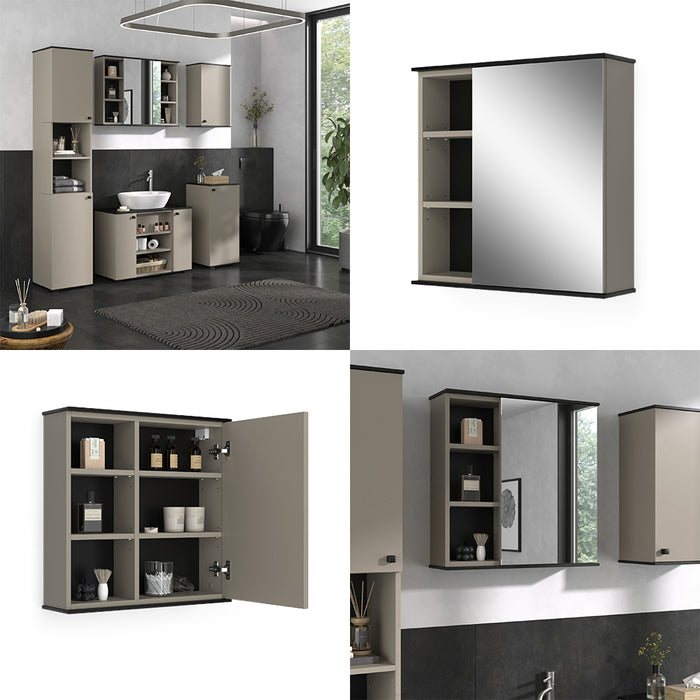 Vicco Specchio contenitore bagno Grigio 60 x 60 cm con specchio