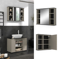 Vicco Specchio contenitore bagno Grigio 80 x 60 cm con specchio