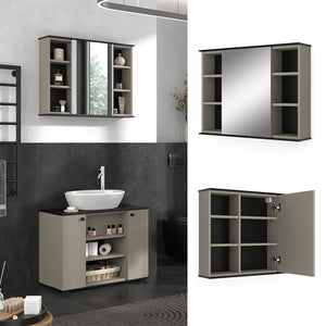 Vicco Specchio contenitore bagno Grigio 80 x 60 cm con specchio