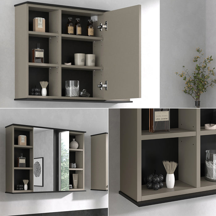 Vicco Specchio contenitore bagno Grigio 80 x 60 cm con specchio