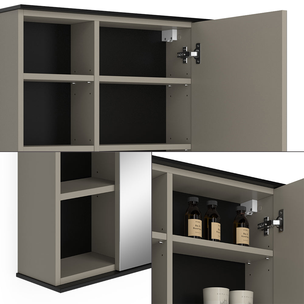 Vicco Specchio contenitore bagno Grigio 80 x 60 cm con specchio