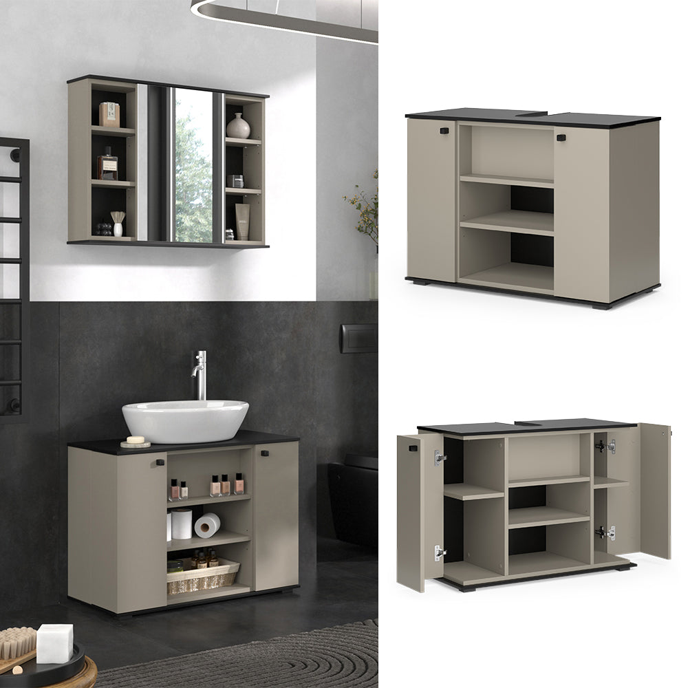Vicco Mobiletto per lavabo Grigio 80 x 59 cm con 2 porte