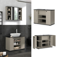 Vicco Mobiletto per lavabo Grigio 80 x 59 cm con 2 porte