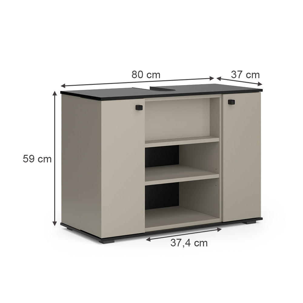 Vicco Mobiletto per lavabo Grigio 80 x 59 cm con 2 porte
