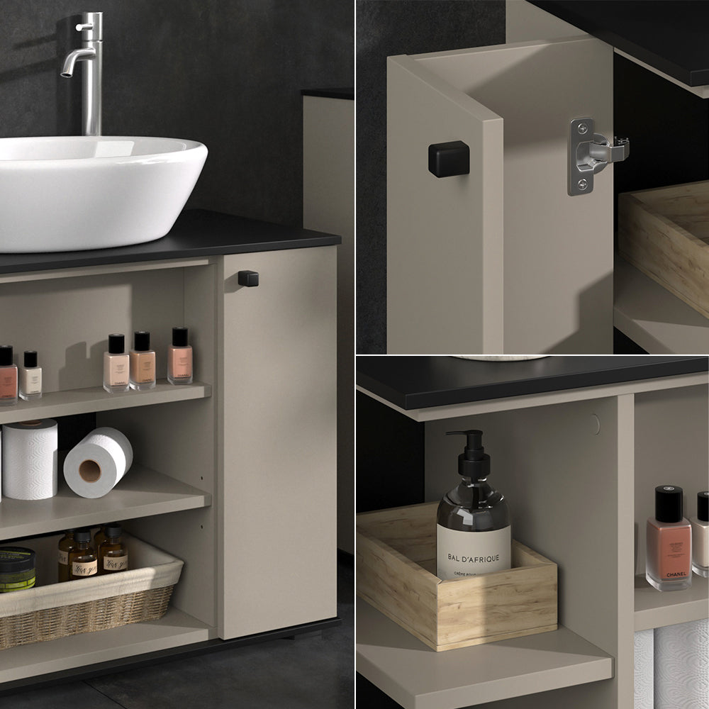 Vicco Mobiletto per lavabo Grigio 80 x 59 cm con 2 porte