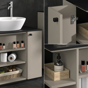 Vicco Mobiletto per lavabo Grigio 80 x 59 cm con 2 porte