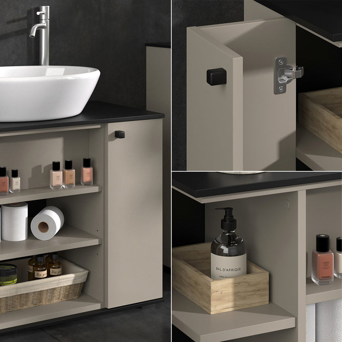 Vicco Mobiletto per lavabo Grigio 80 x 59 cm con 2 porte