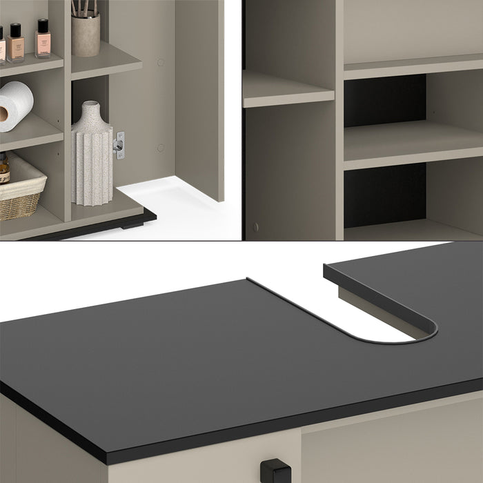 Vicco Mobiletto per lavabo Grigio 80 x 59 cm con 2 porte