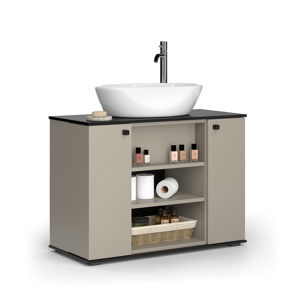 Vicco Mobiletto per lavabo Grigio 80 x 59 cm con 2 porte