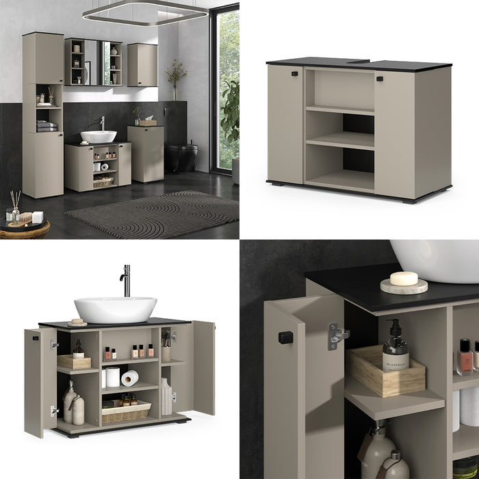 Vicco Mobiletto per lavabo Grigio 80 x 59 cm con 2 porte