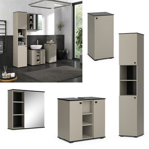 Vicco Set di mobili da bagno Grigio 4 pezzi, con unità alta e unità midi