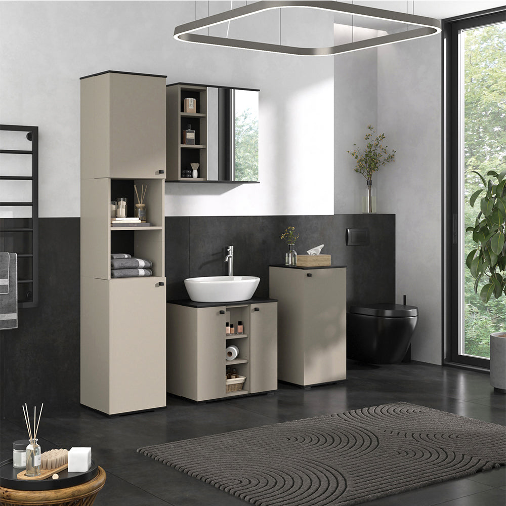 Vicco Set di mobili da bagno Grigio 4 pezzi, con unità alta e unità midi