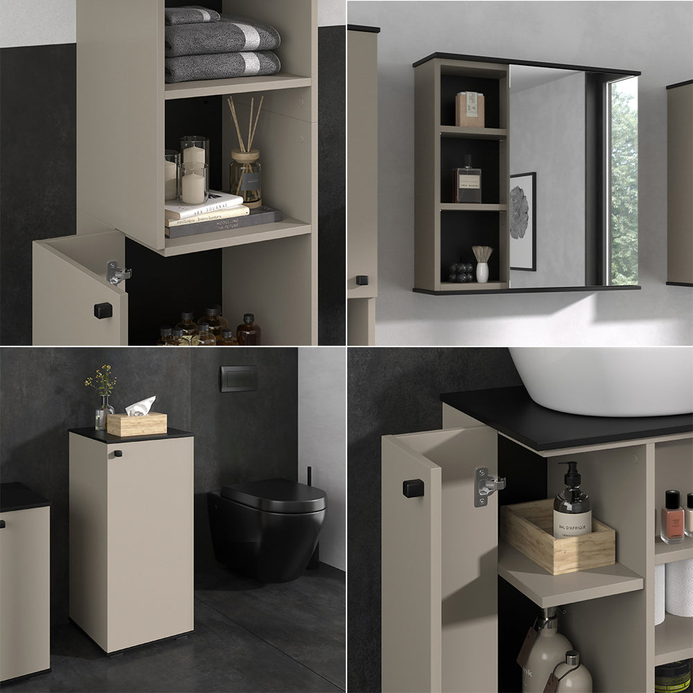 Vicco Set di mobili da bagno Grigio 4 pezzi, con unità alta e unità midi