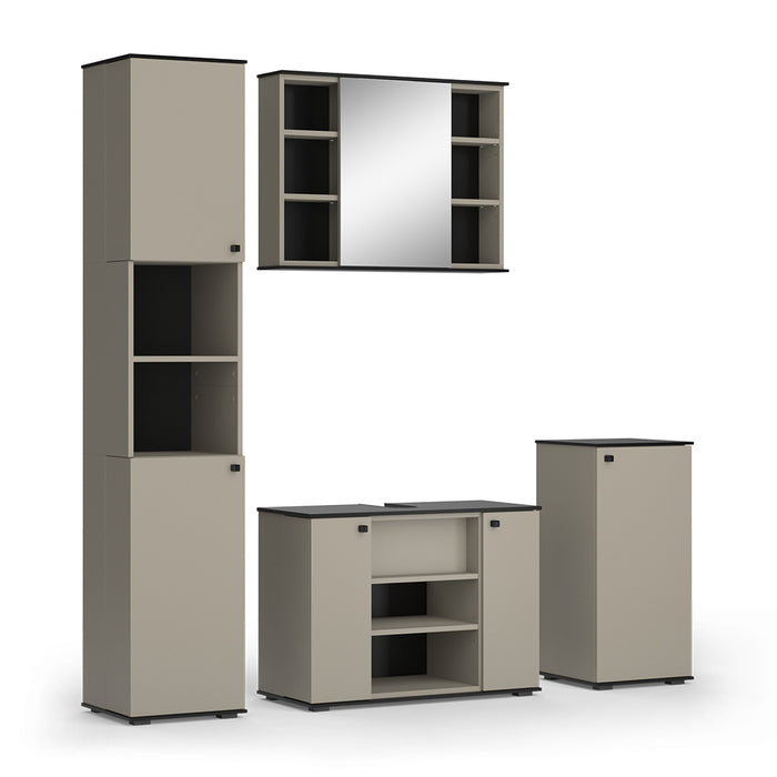 Vicco Set di mobili da bagno Grigio 4 pezzi, con unità alta e unità midi