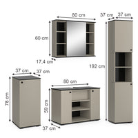 Vicco Set di mobili da bagno Grigio 4 pezzi, con unità alta e unità midi