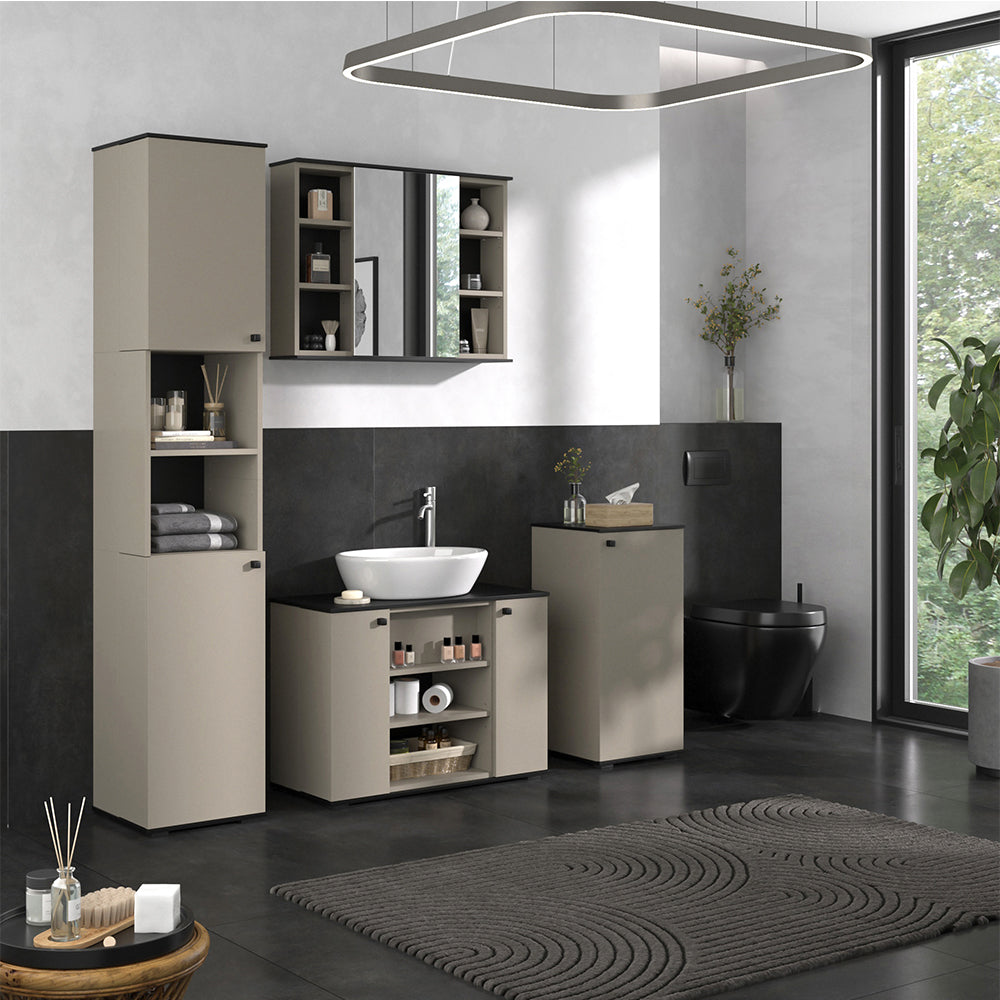 Vicco Set di mobili da bagno Grigio 4 pezzi, con unità alta e unità midi