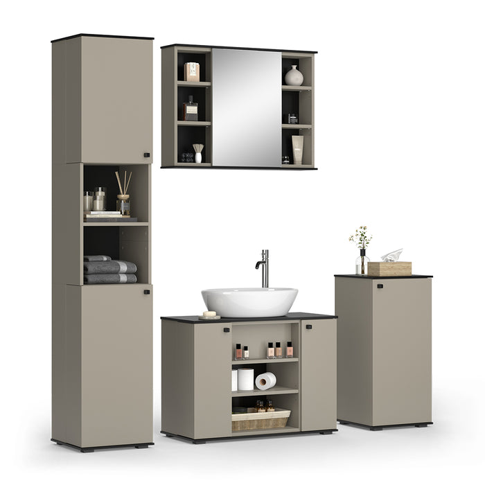 Vicco Set di mobili da bagno Grigio 4 pezzi, con unità alta e unità midi