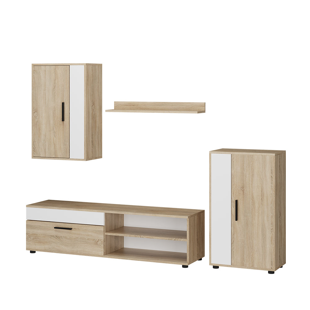 Vicco Parete attrezzata Sonoma/Bianco Set, 4 parti