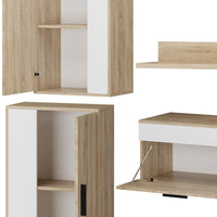 Vicco Parete attrezzata Sonoma/Bianco Set, 4 parti