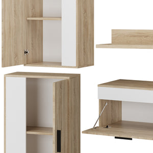 Vicco Parete attrezzata Sonoma/Bianco Set, 4 parti