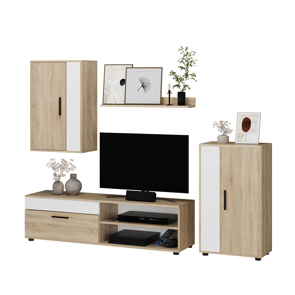 Vicco Parete attrezzata Sonoma/Bianco Set, 4 parti