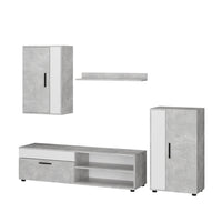 Vicco Parete attrezzata Cemento/Bianco set, 4 parti