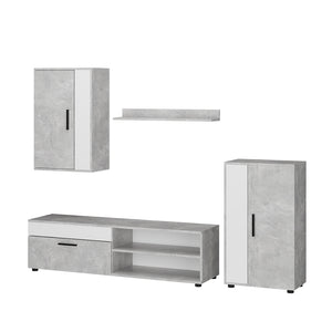 Vicco Parete attrezzata Cemento/Bianco set, 4 parti