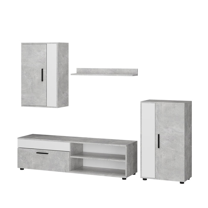 Vicco Parete attrezzata Cemento/Bianco set, 4 parti